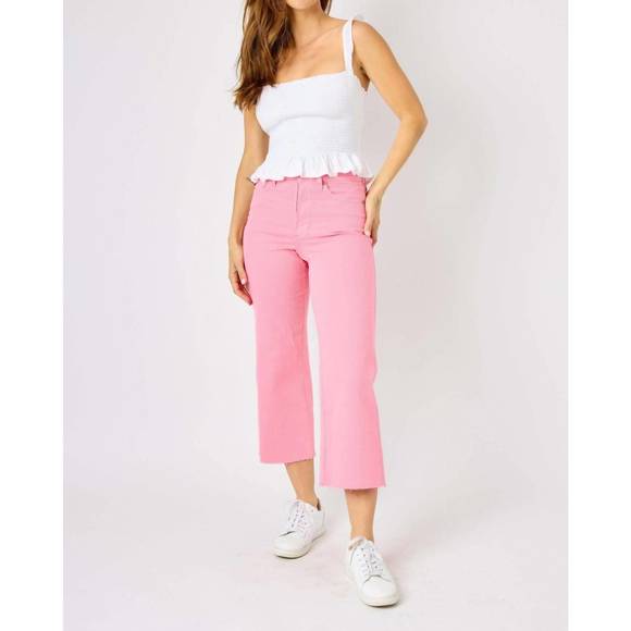 Judy blue red cropped tummy control jeans wide leg high waist up size 24W